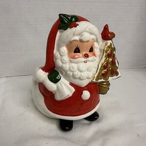 Napco Figurine Retro Christmas Santa PLANTER Partridge Pear Tree MCM Japan READ